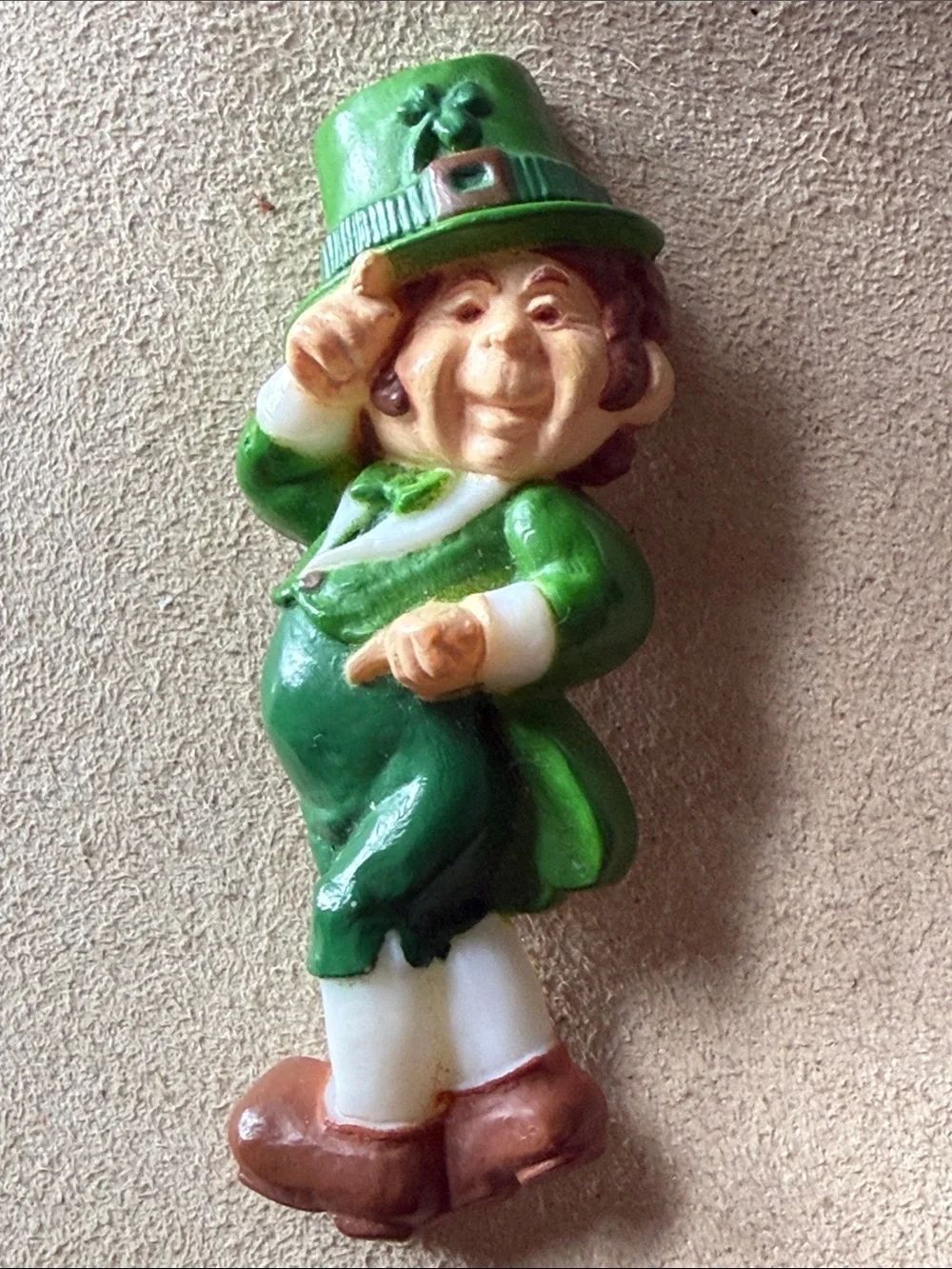 Green Leprechaun Figurine Brooch!